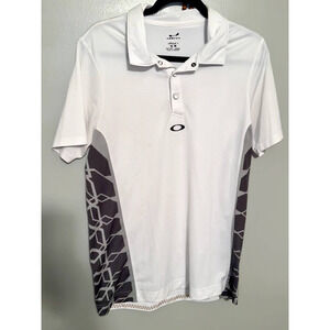 Oakley White Jersey Polo Shirt Center Logo size medium